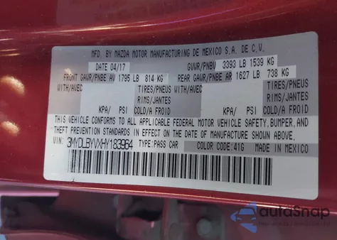 2017 Toyota Yaris Ia from USA, damaged, VIN 3MYDLBYVXHY183964